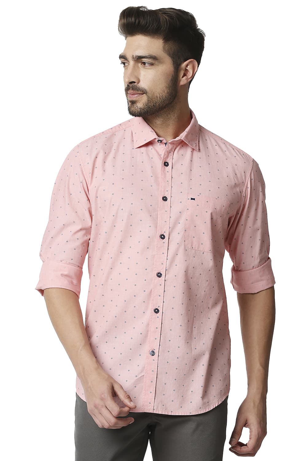 BASICS SLIM FIT FIL-A-FIL PRINTED SHIRT