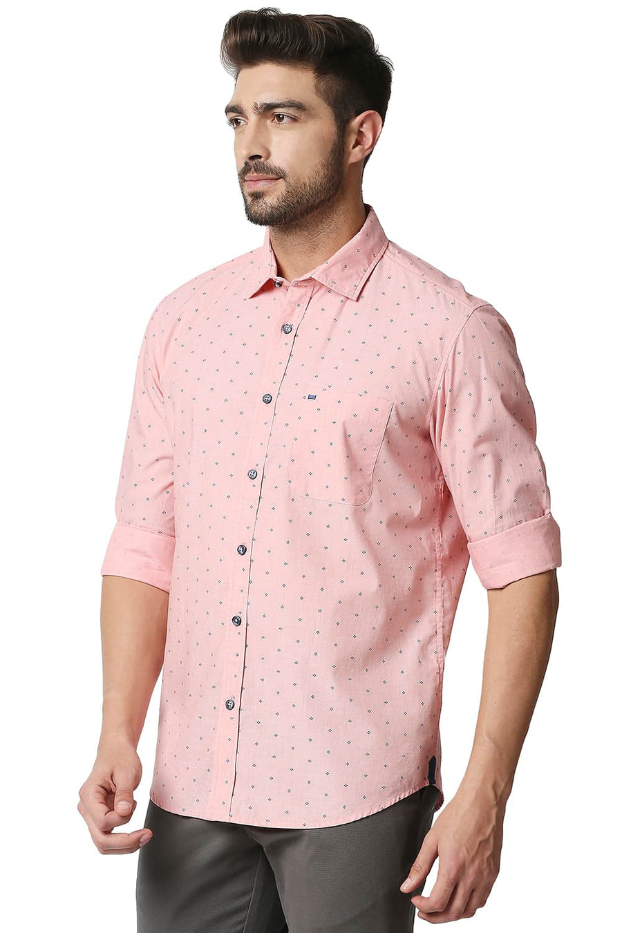 BASICS SLIM FIT GEORGIA RED FIL-A-FIL PRINTED SHIRT
