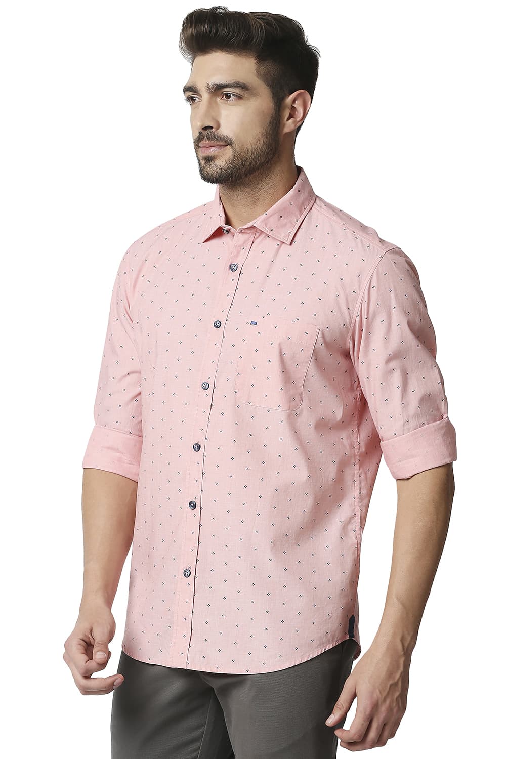 BASICS SLIM FIT FIL-A-FIL PRINTED SHIRT