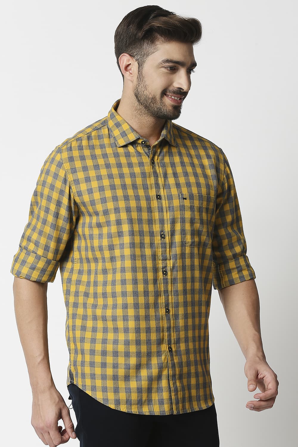 Slim Fit Melange Checks Shirt