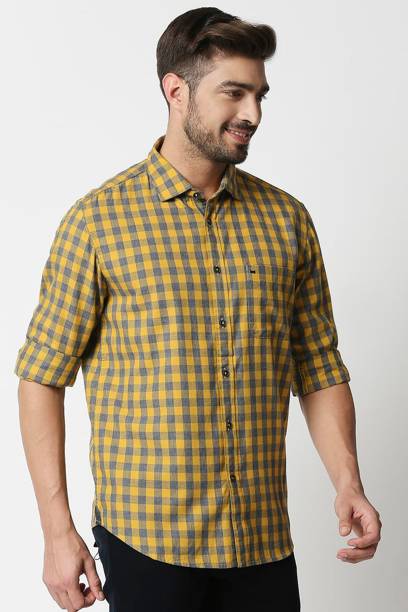 Slim Fit Melange Checks Shirt