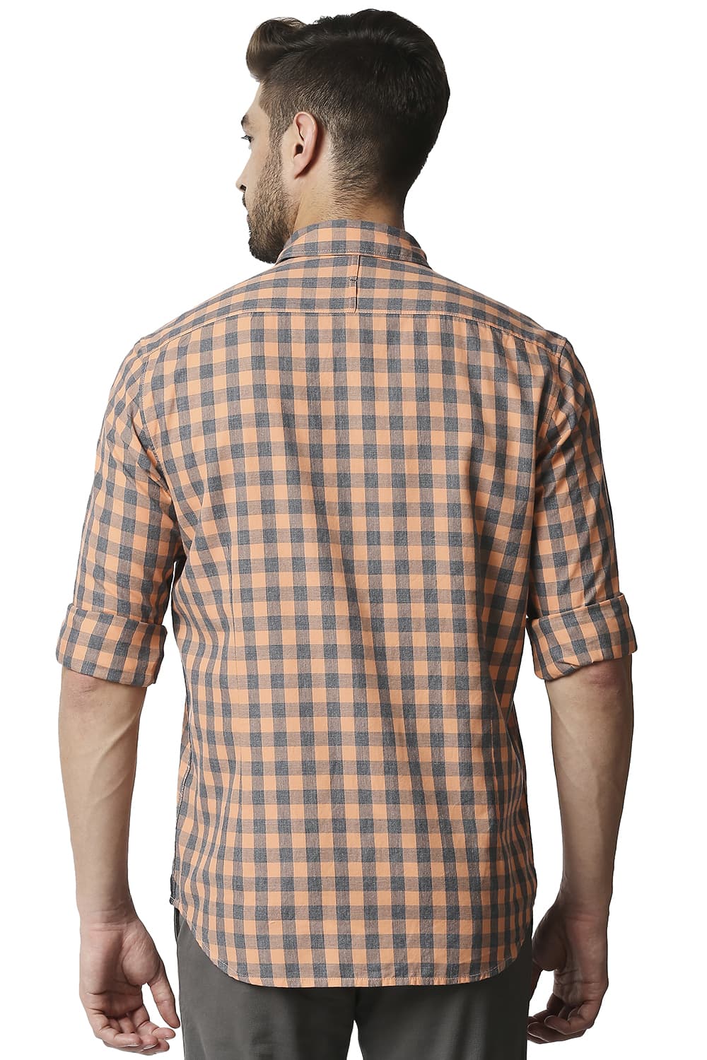 BASICS SLIM FIT MELANGE CHECKS SHIRT