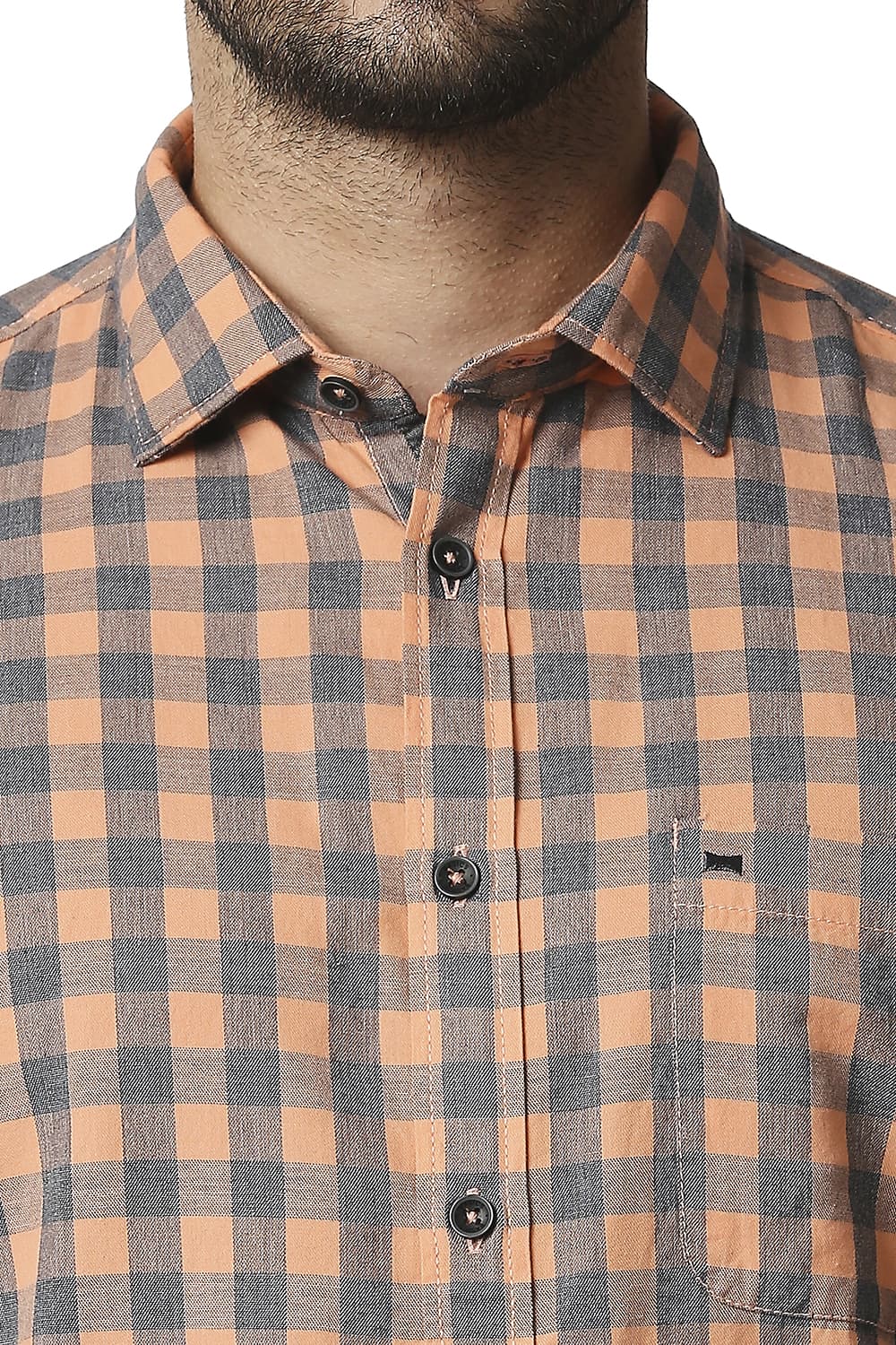 BASICS SLIM FIT MELANGE CHECKS SHIRT