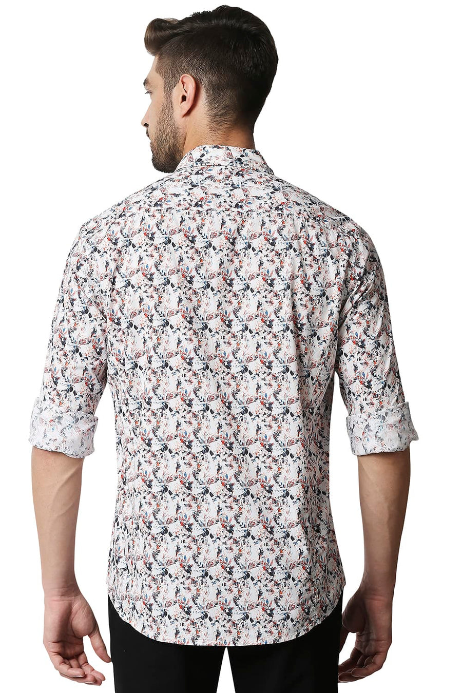 BASICS SLIM FIT KOI ORANGE DIGITAL POPLIN PRINTED SHIRT