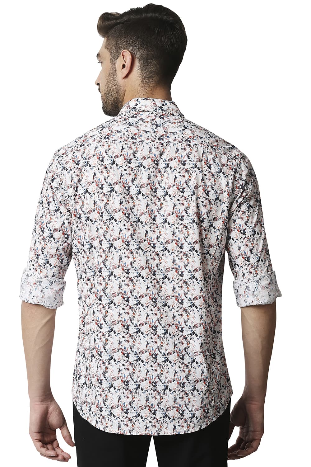 BASICS SLIM FIT DIGITAL POPLIN PRINTED SHIRT