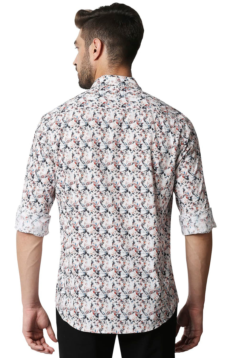 BASICS SLIM FIT DIGITAL POPLIN PRINTED SHIRT