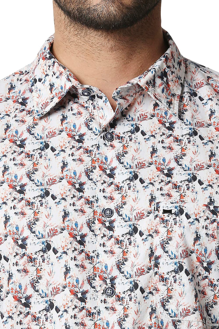 BASICS SLIM FIT KOI ORANGE DIGITAL POPLIN PRINTED SHIRT