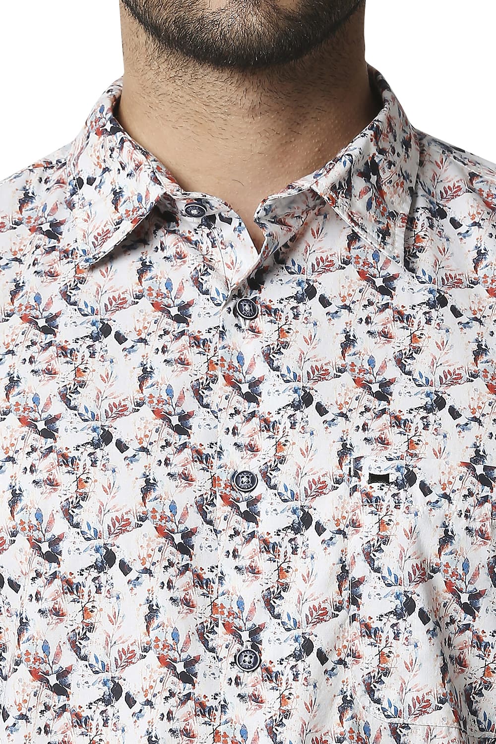 BASICS SLIM FIT DIGITAL POPLIN PRINTED SHIRT