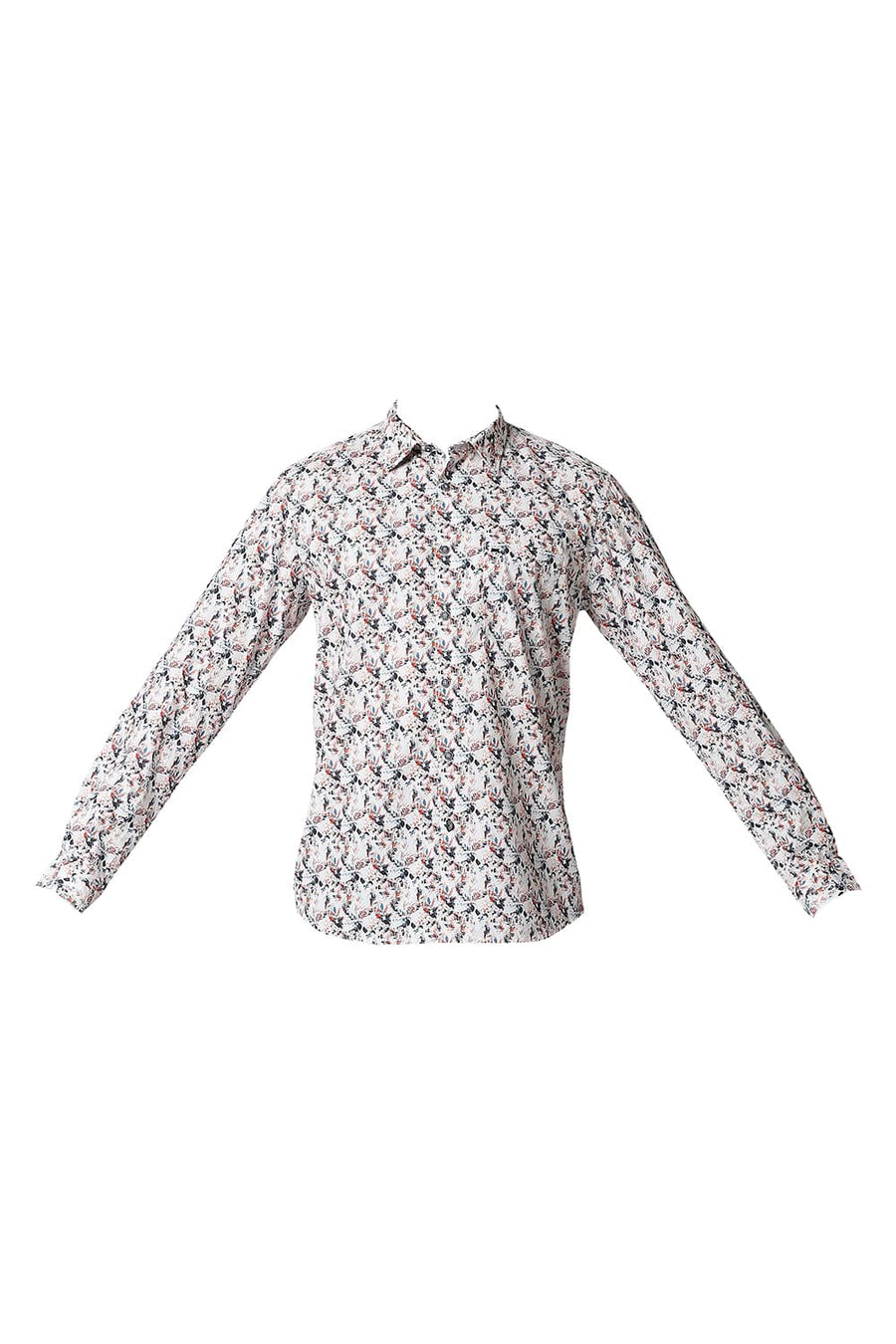 BASICS SLIM FIT KOI ORANGE DIGITAL POPLIN PRINTED SHIRT