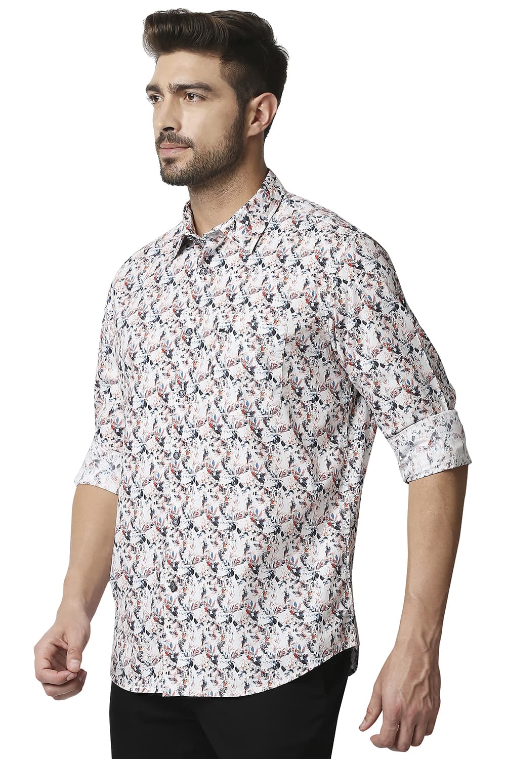 BASICS SLIM FIT DIGITAL POPLIN PRINTED SHIRT