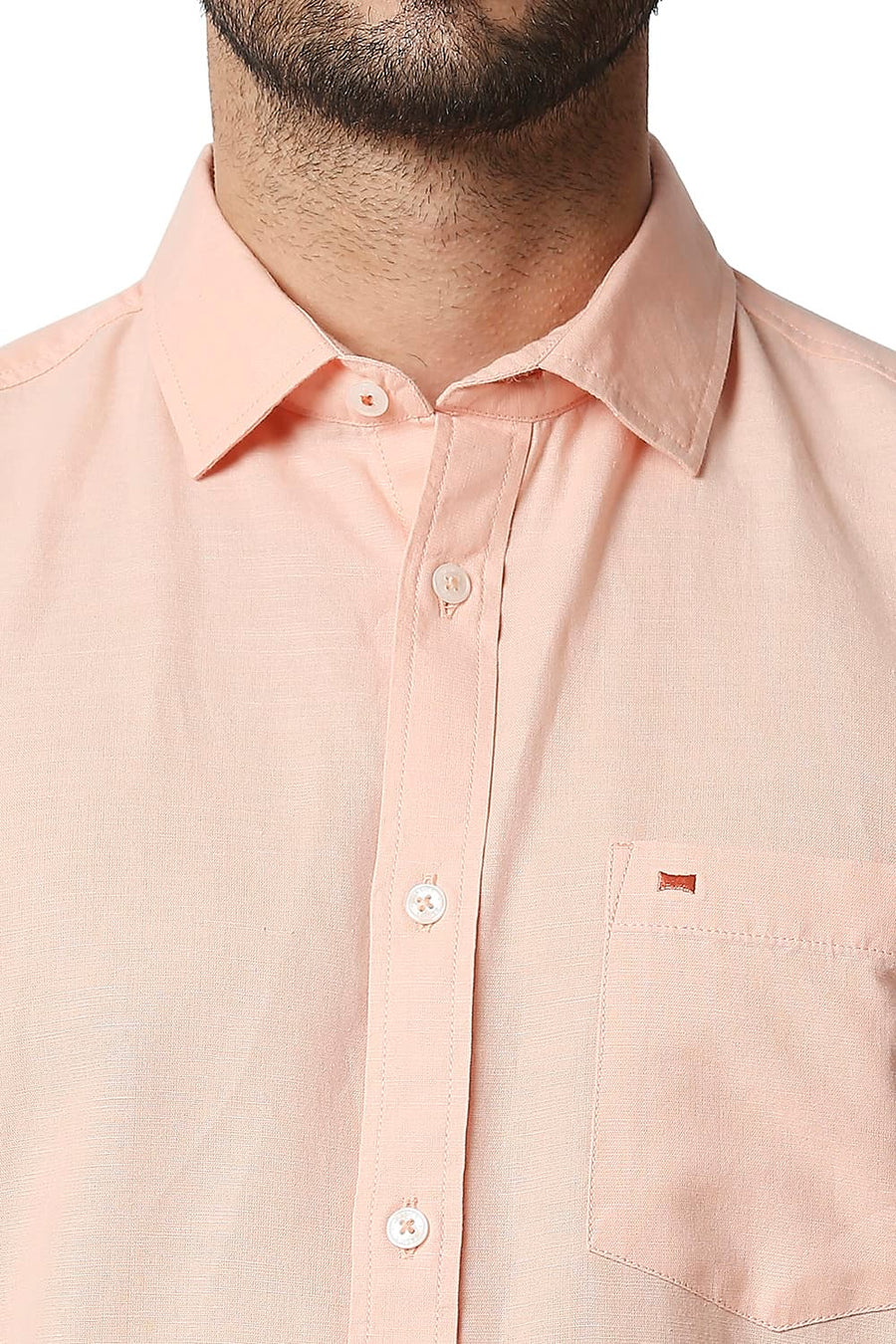 BASICS SLIM FIT PEACH BLOOM COTTON HEMP SHIRT