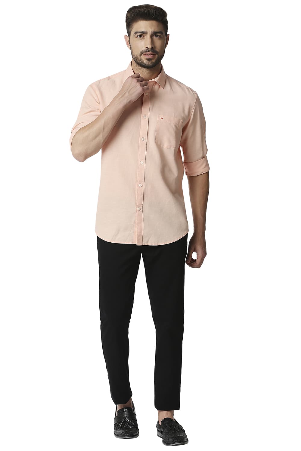 BASICS SLIM FIT COTTON HEMP SHIRT