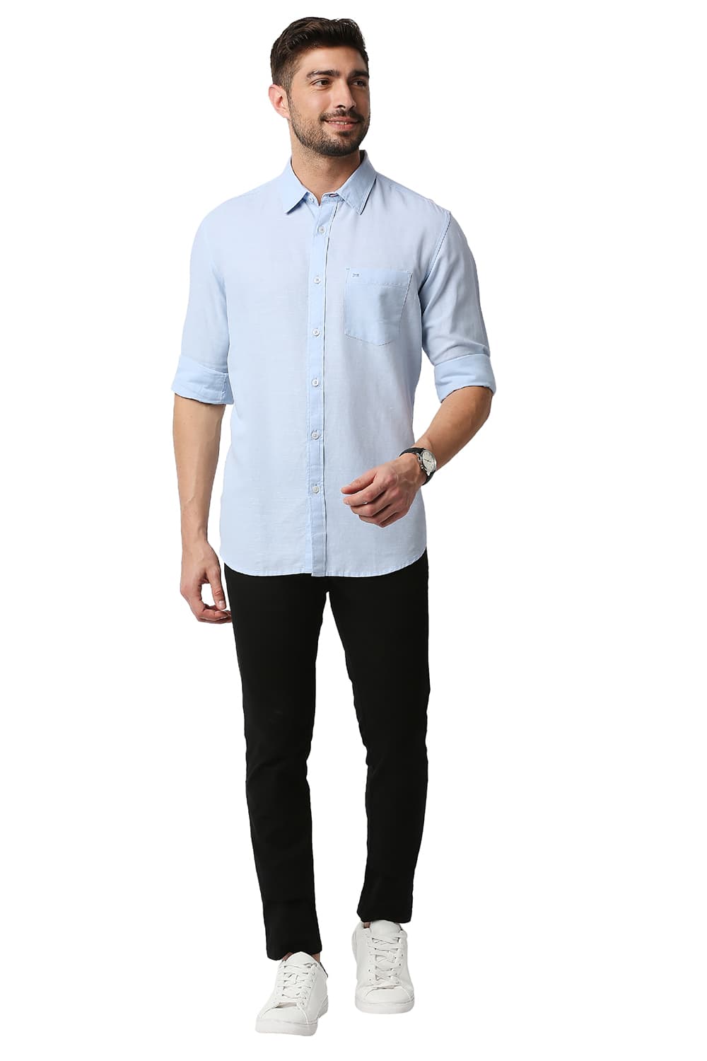 BASICS SLIM FIT COTTON HEMP SHIRT