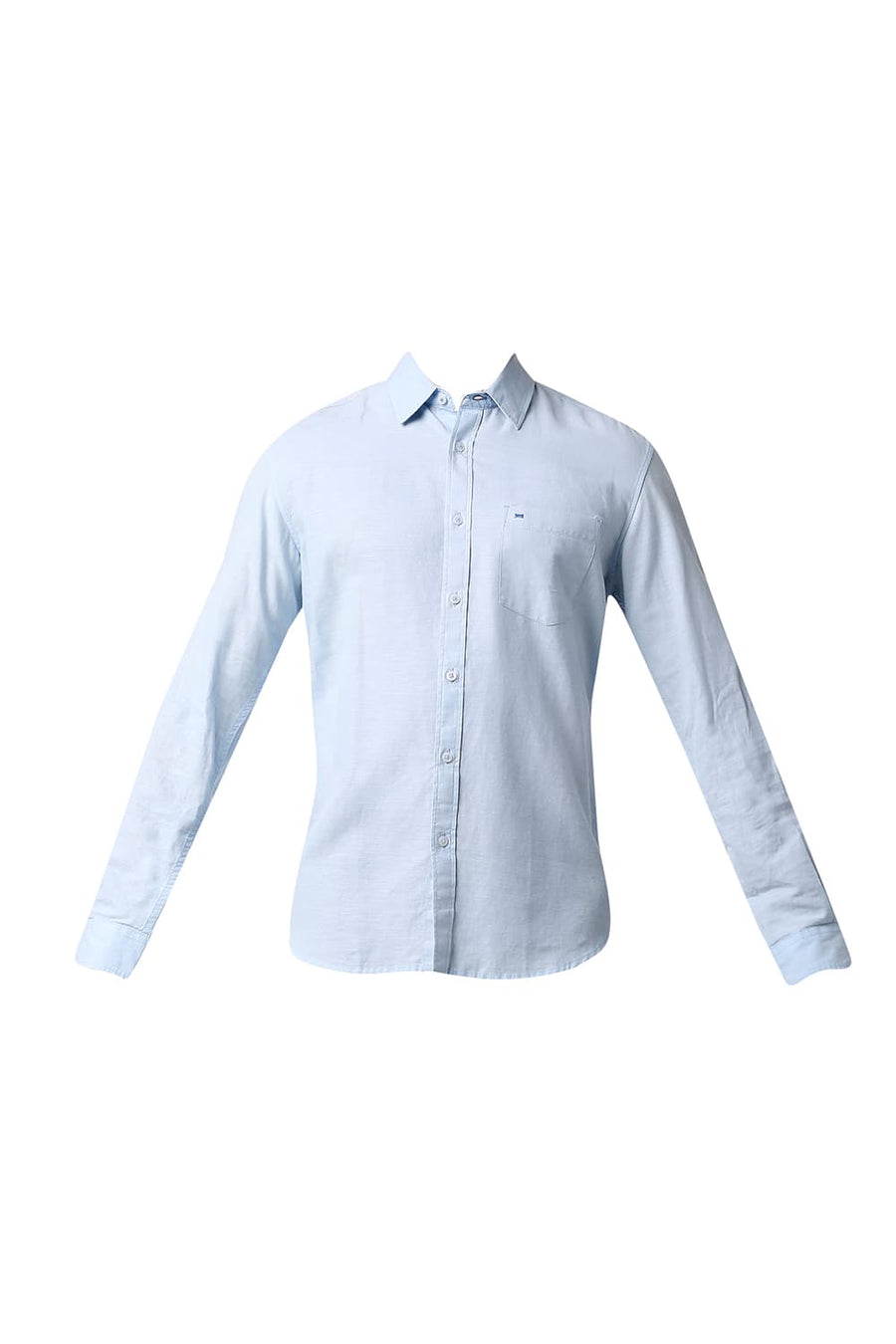 BASICS SLIM FIT POWDER BLUE COTTON HEMP SHIRT