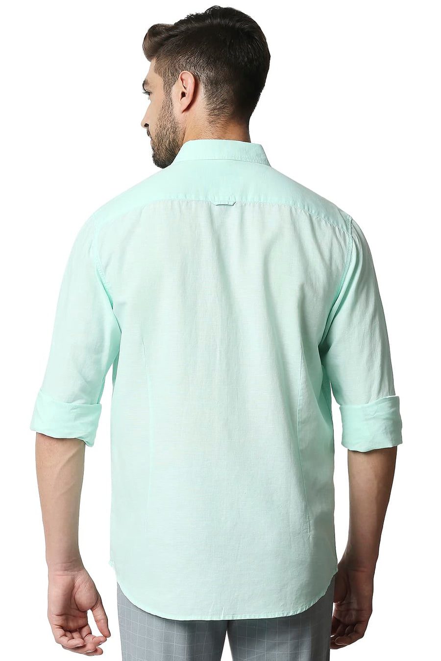 BASICS SLIM FIT BROOK GREEN COTTON HEMP SHIRT