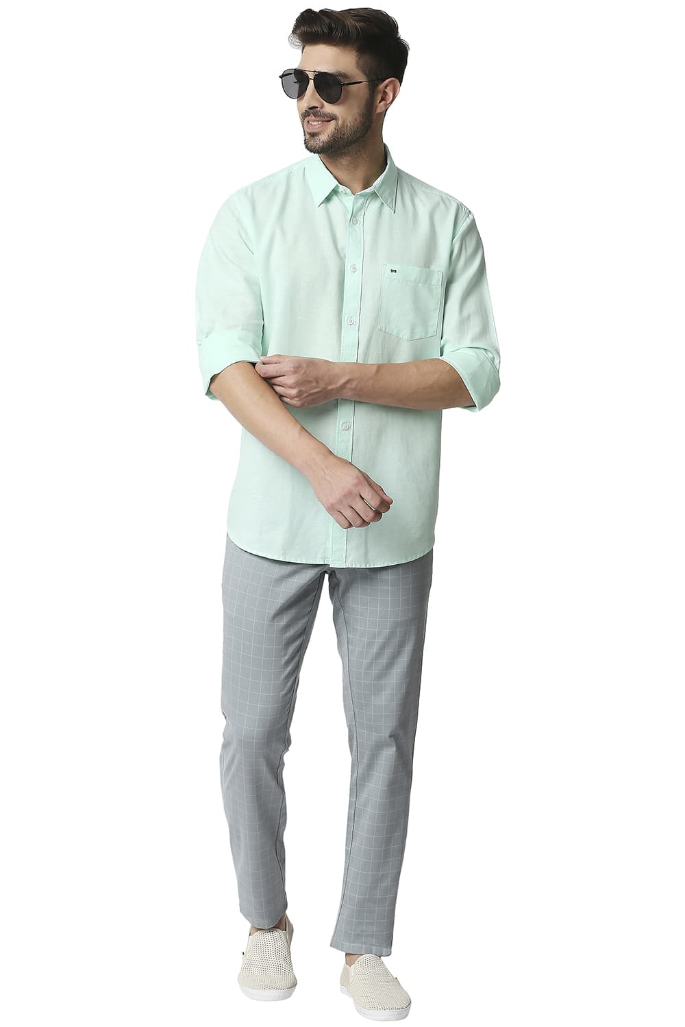 BASICS SLIM FIT COTTON HEMP SHIRT