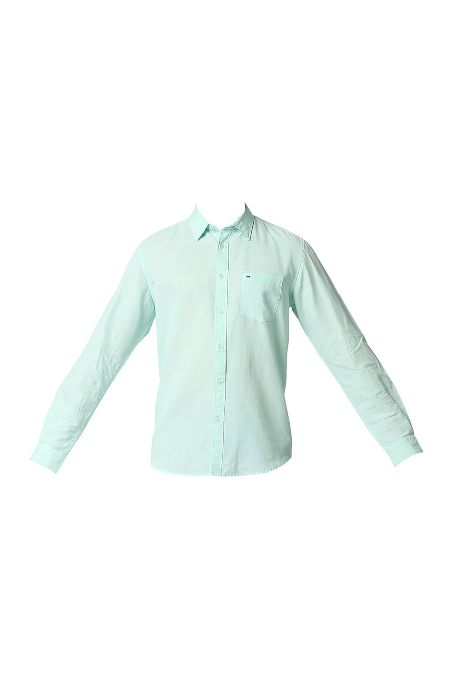 BASICS SLIM FIT BROOK GREEN COTTON HEMP SHIRT