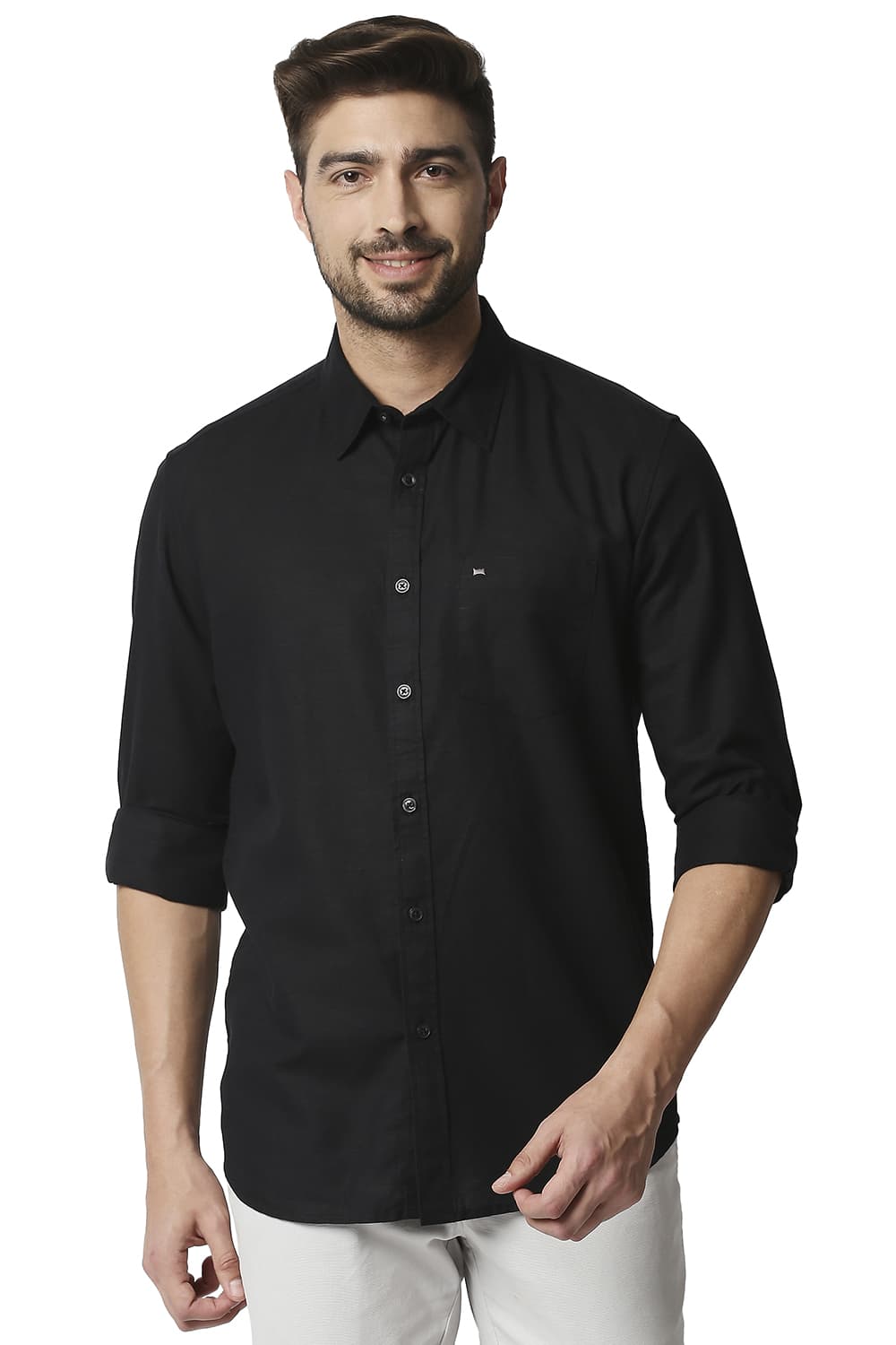 BASICS SLIM FIT COTTON HEMP SHIRT