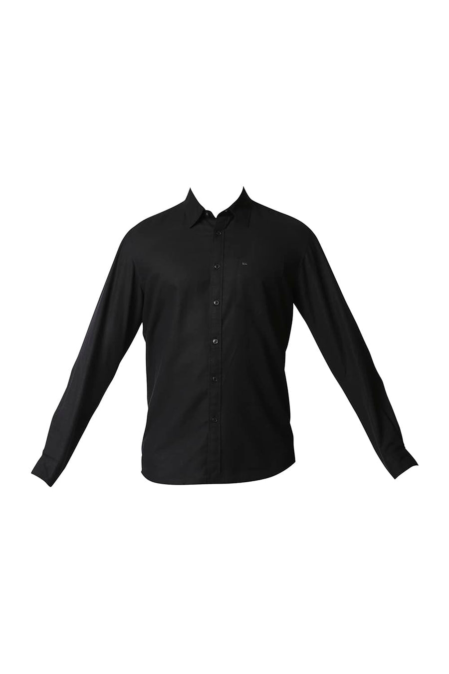 BASICS SLIM FIT CHARCOAL BLACK COTTON HEMP SHIRT