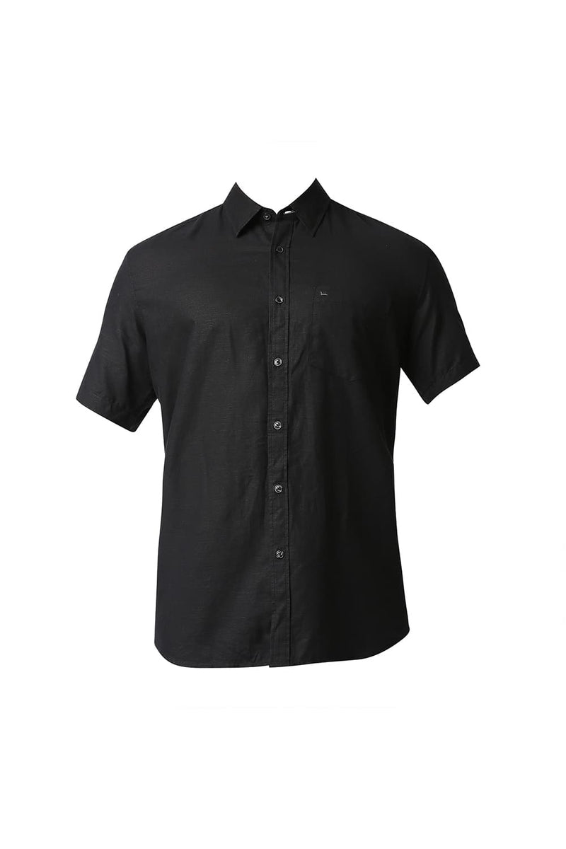 BASICS SLIM FIT COTTON HEMP HALFSLEEVES SHIRT