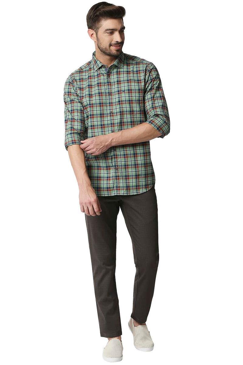 BASICS SLIM FIT OXFORD CHECKS SHIRT