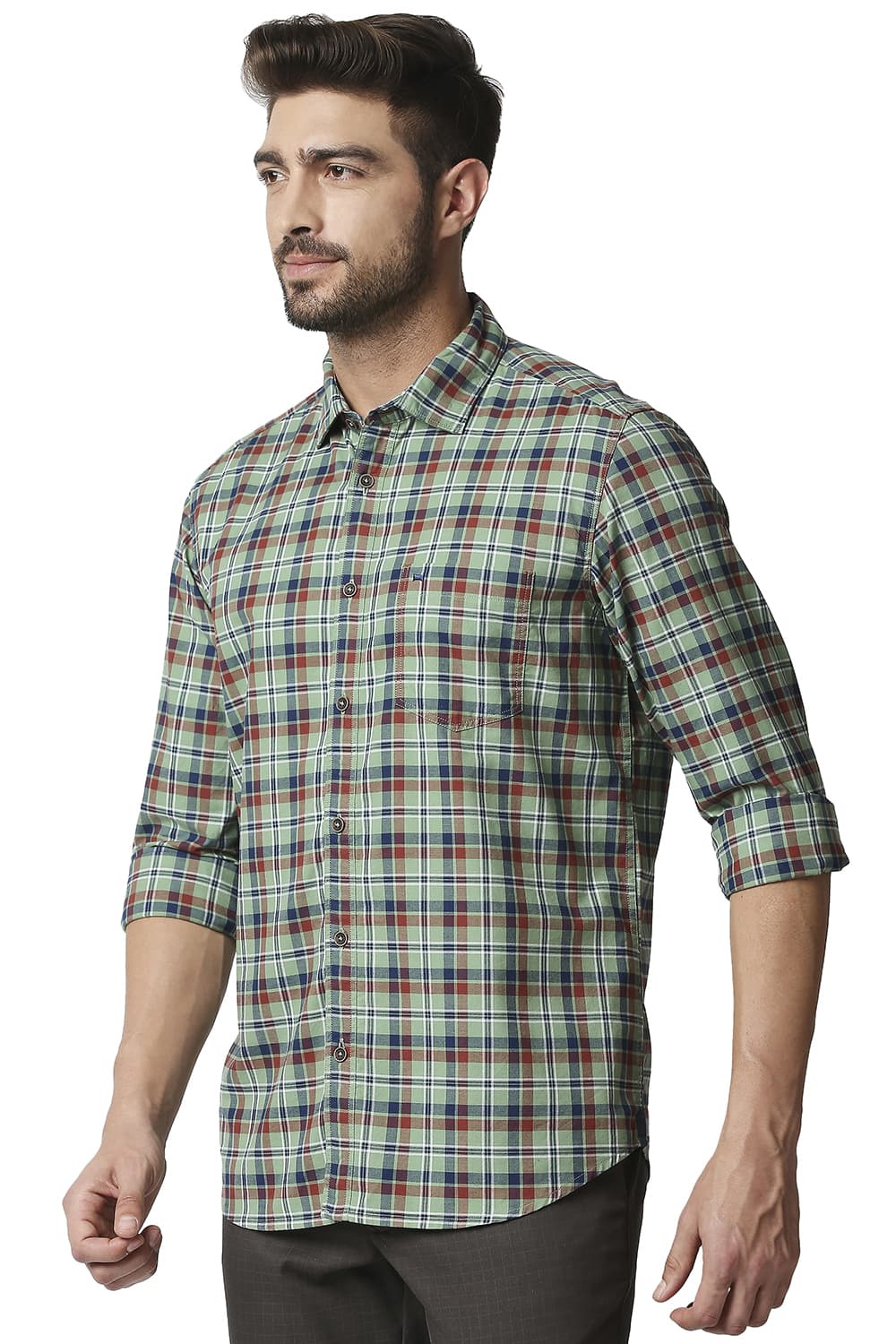 BASICS SLIM FIT OXFORD CHECKS SHIRT