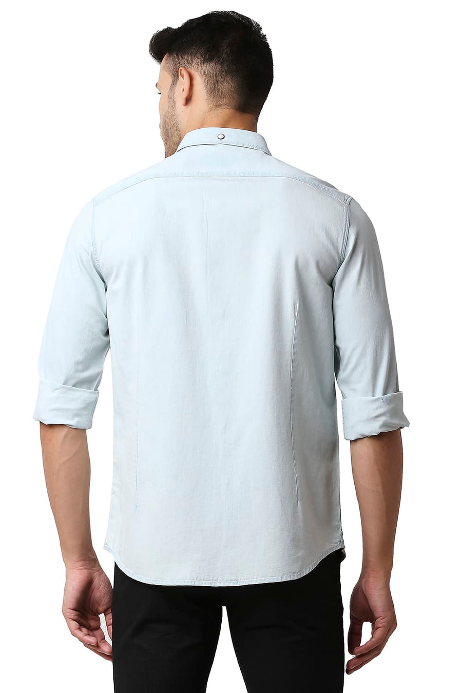 BASICS SLIM FIT DREAM BLUE INDIGO PLAIN SHIRT