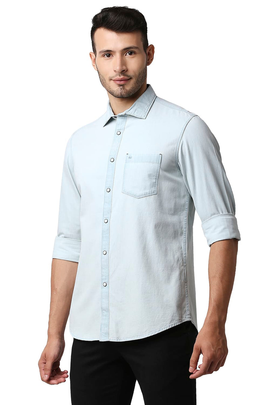 BASICS SLIM FIT DREAM BLUE INDIGO PLAIN SHIRT