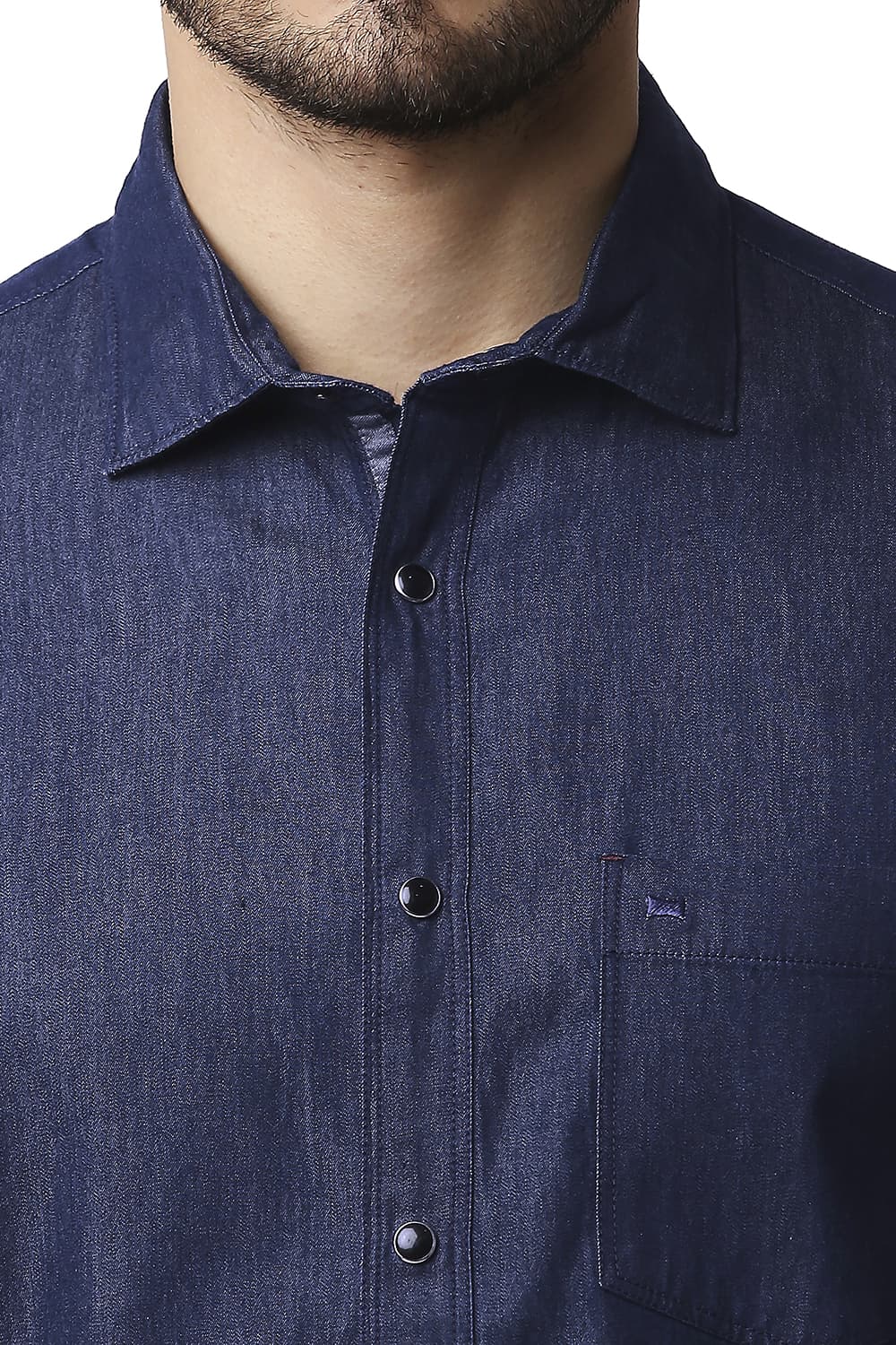 BASICS SLIM FIT INDIGO PLAIN SHIRT