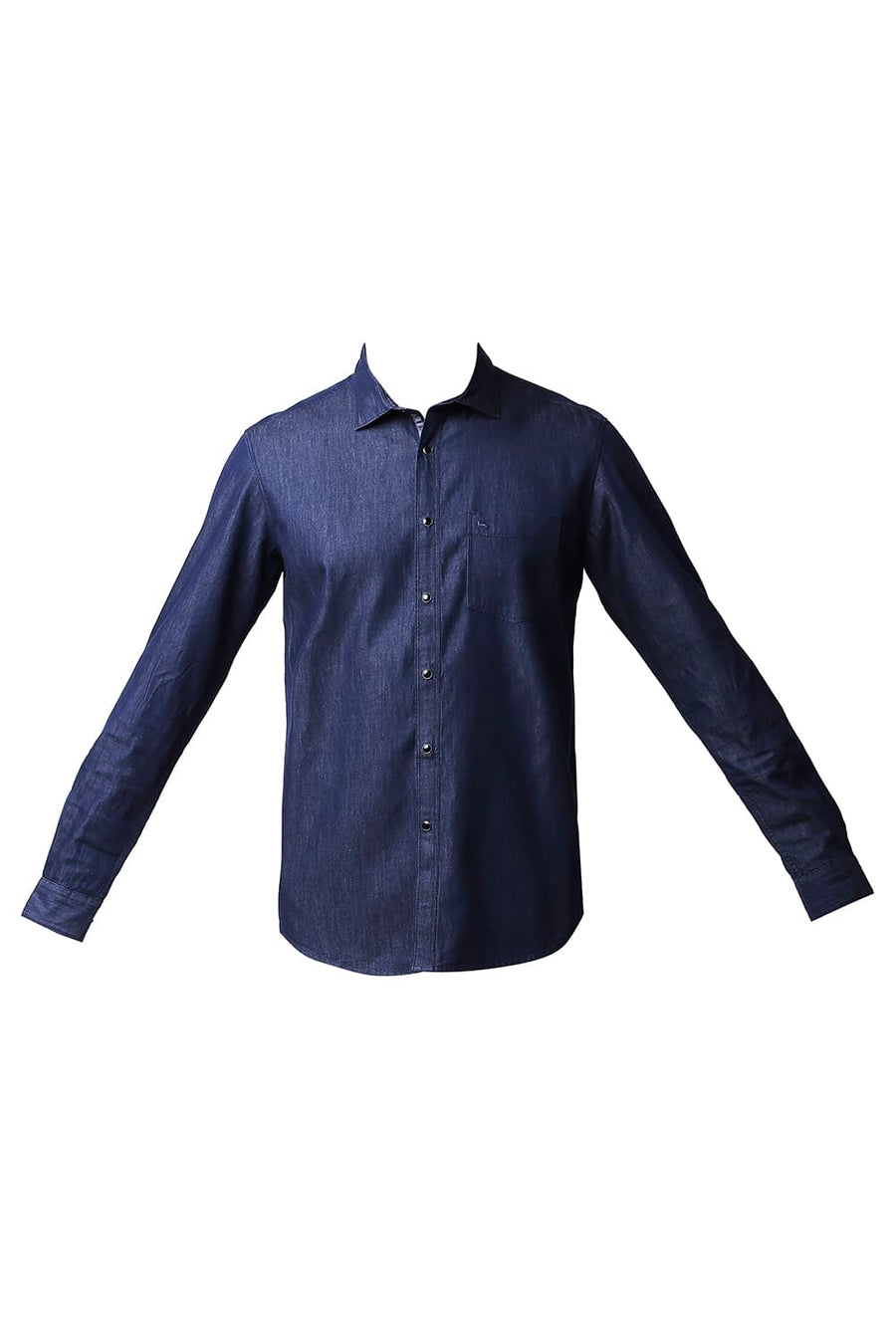 BASICS SLIM FIT MEDIEVAL BLUE INDIGO PLAIN SHIRT
