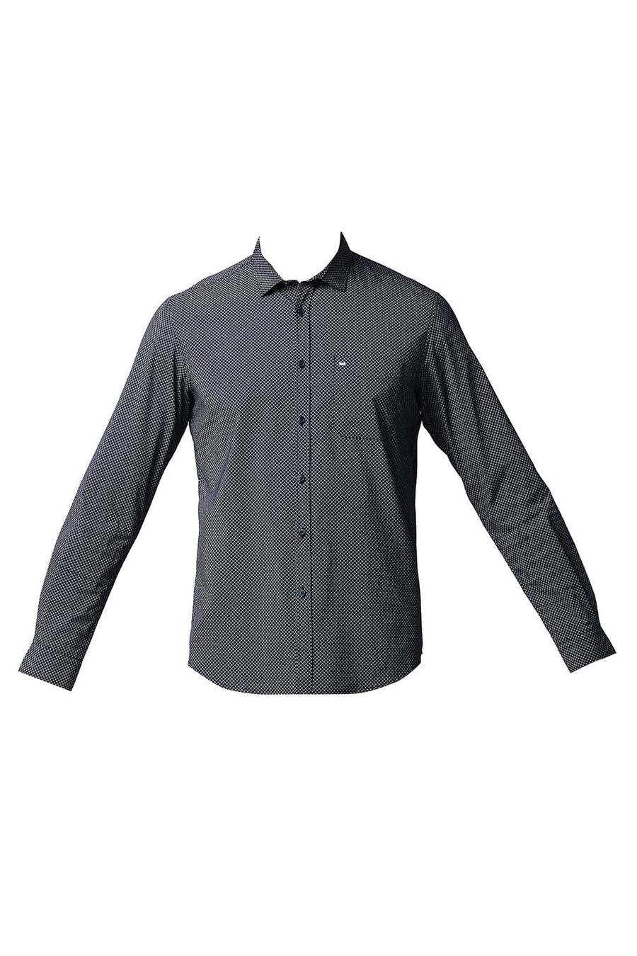 BASICS SLIM FIT NIGHTSHADE PURPLE OXFORD PRINTED SHIRT