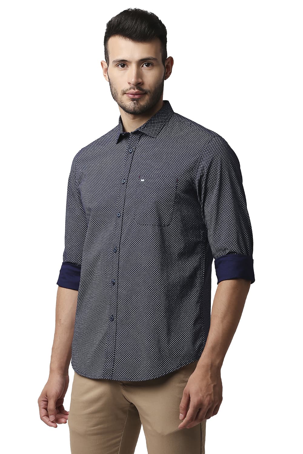 BASICS SLIM FIT OXFORD PRINTED SHIRT