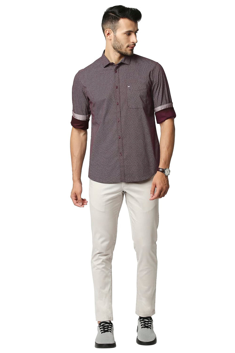 BASICS SLIM FIT OXFORD PRINTED SHIRT