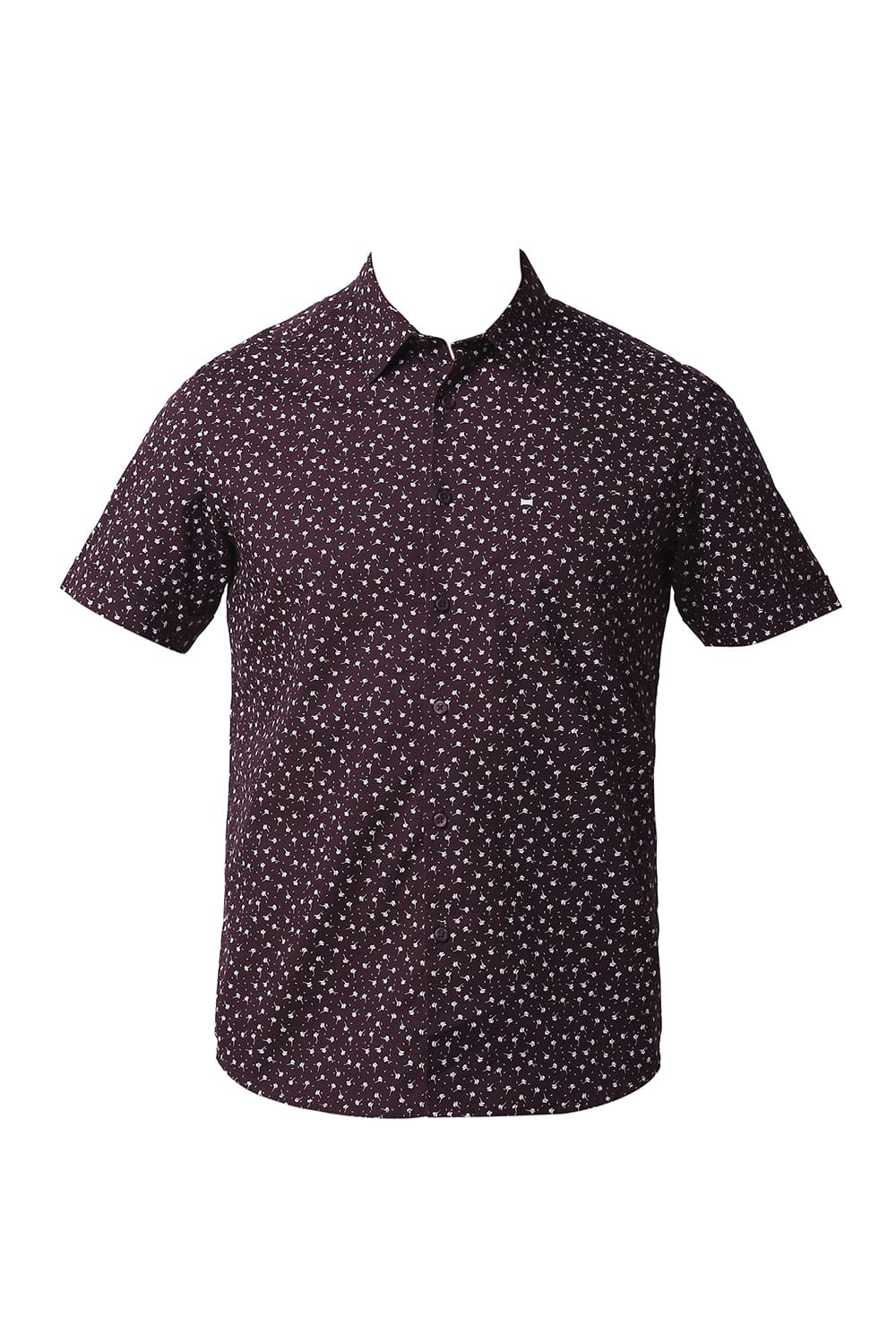 BASICS SLIM FIT COTTON SLUB PRINTED HALFSLEEVES SHIRT