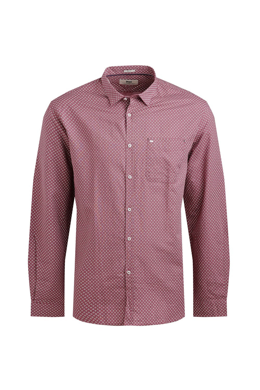 BASICS SLIM FIT DECO PINK COTTON LINEN PRINTED SHIRT