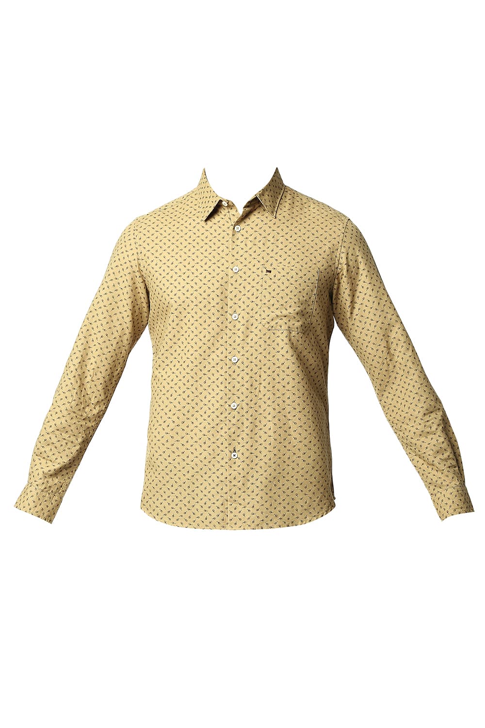 BASICS SLIM FIT COTTON LINEN PRINTED SHIRT