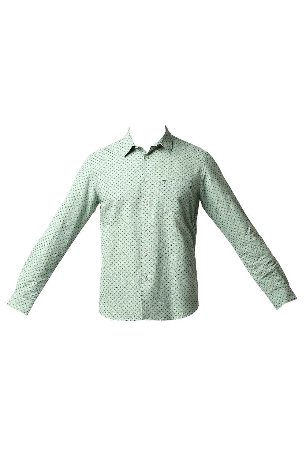 BASICS SLIM FIT COTTON LINEN PRINTED SHIRT