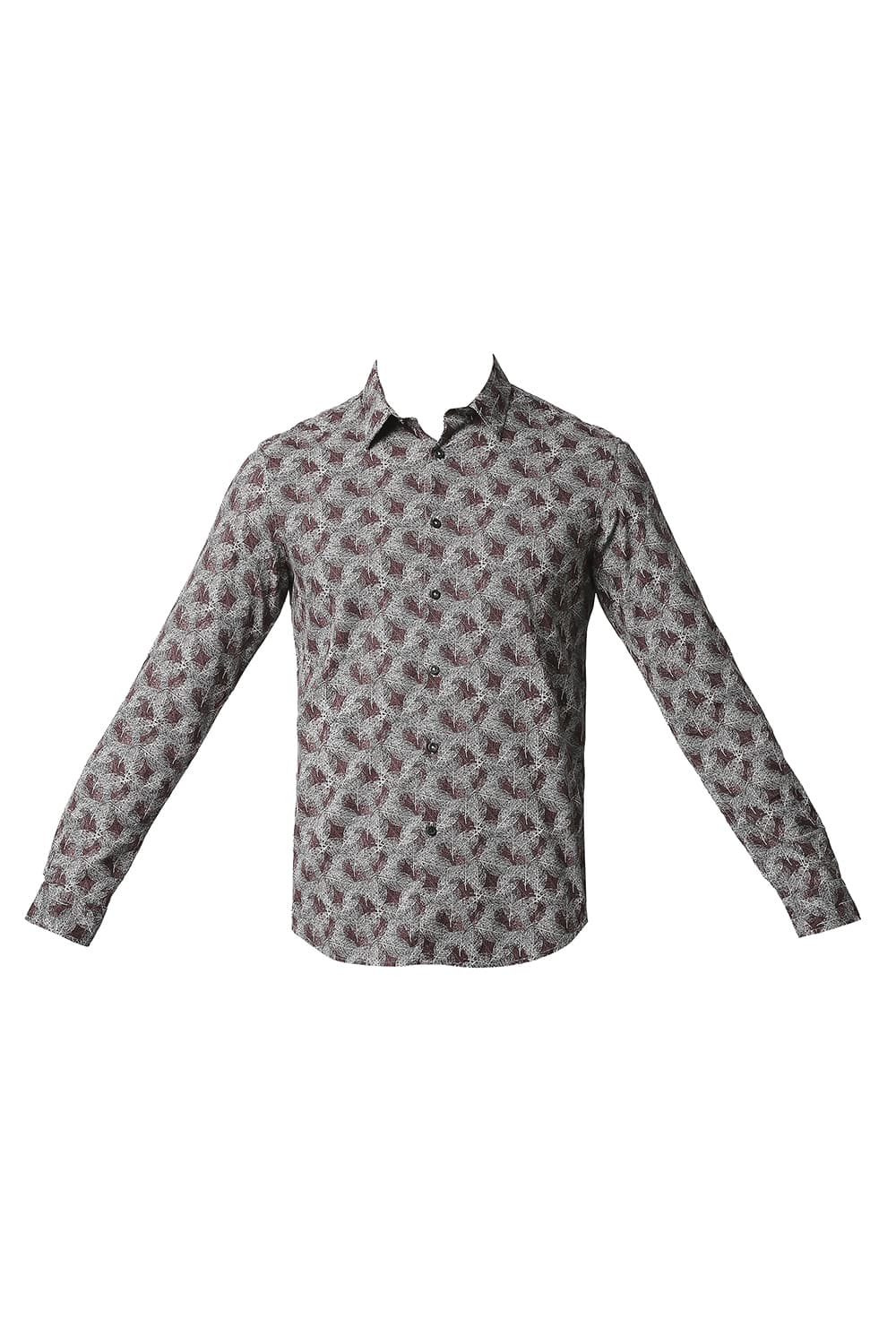 BASICS SLIM FIT COTTON VISCOSE PRINTED SHIRT