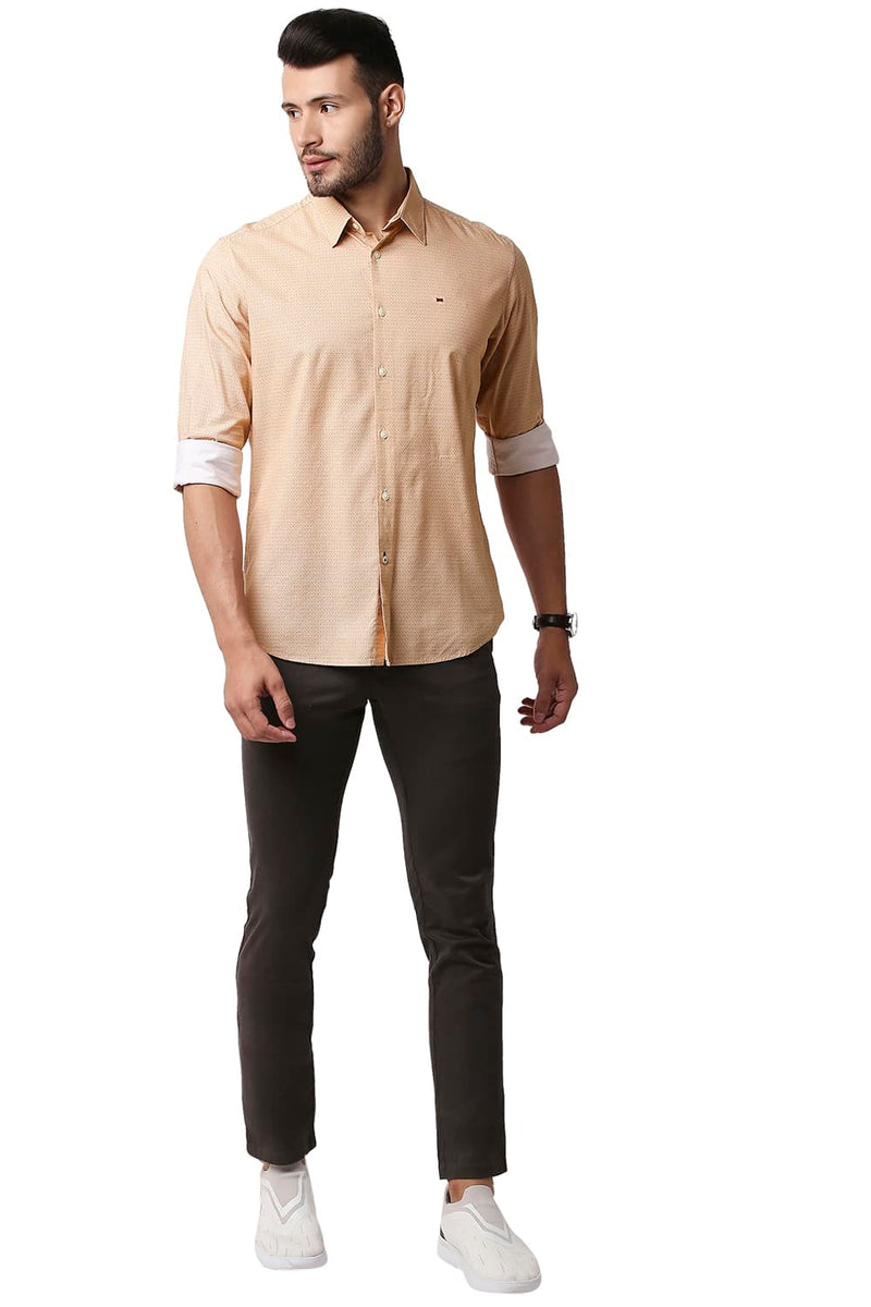 BASICS SLIM FIT COTTON VISCOSE PRINTED SHIRT