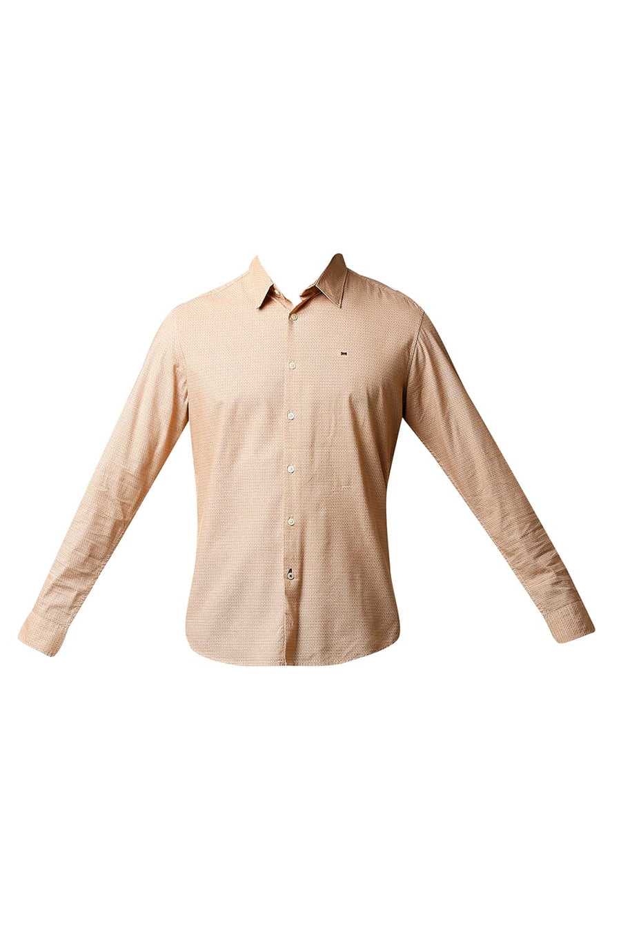 BASICS SLIM FIT ADOSE ORANGE COTTON VISCOSE PRINTED SHIRT