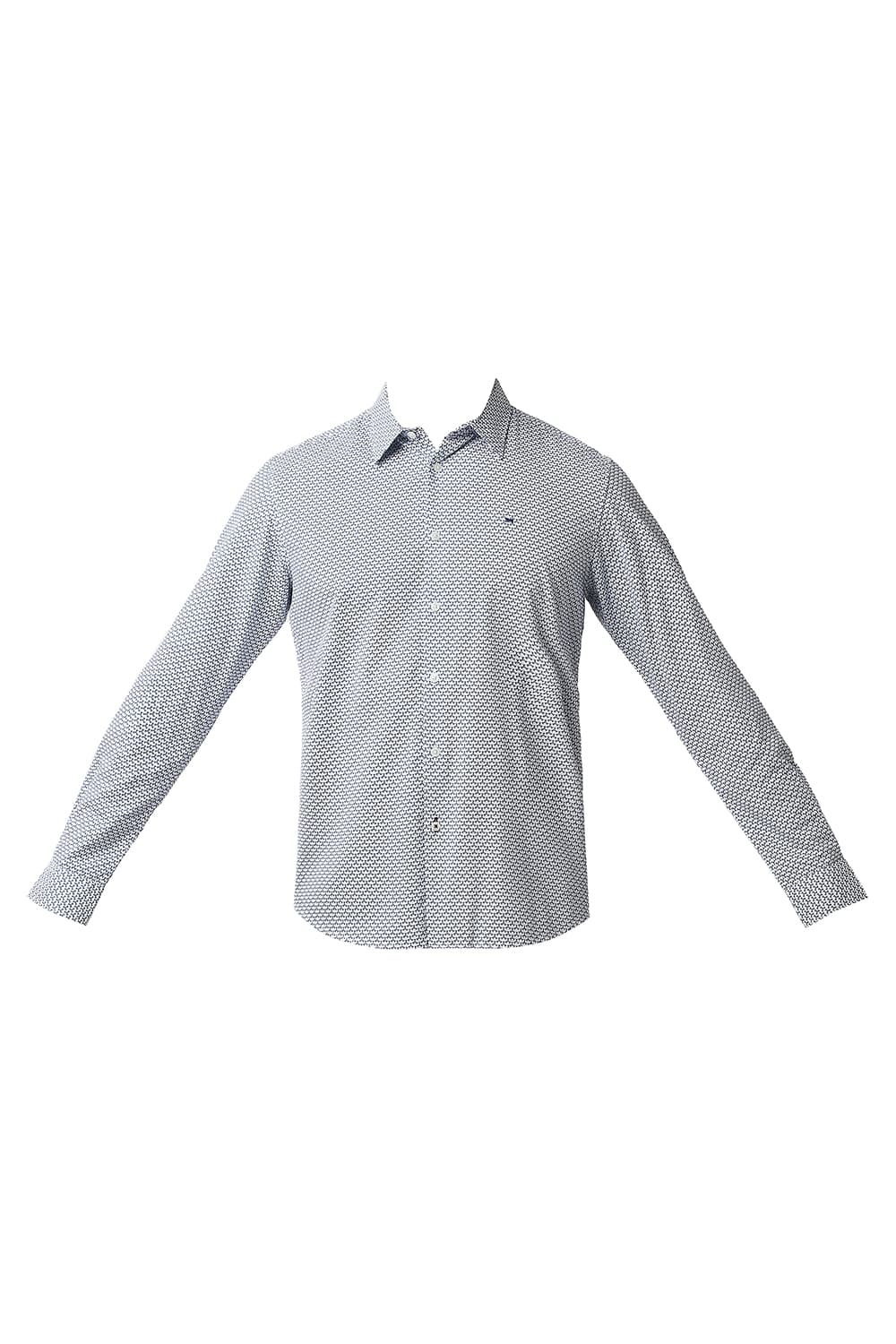 BASICS SLIM FIT COTTON VISCOSE PRINTED SHIRT