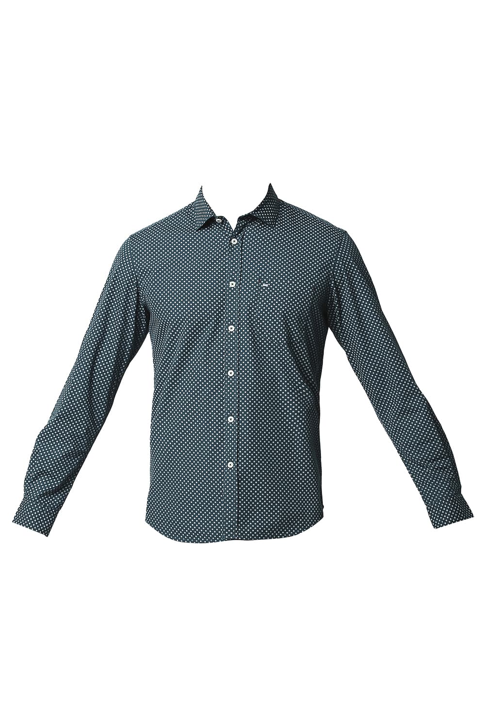 BASICS SLIM FIT POPLIN PRINTED SHIRT