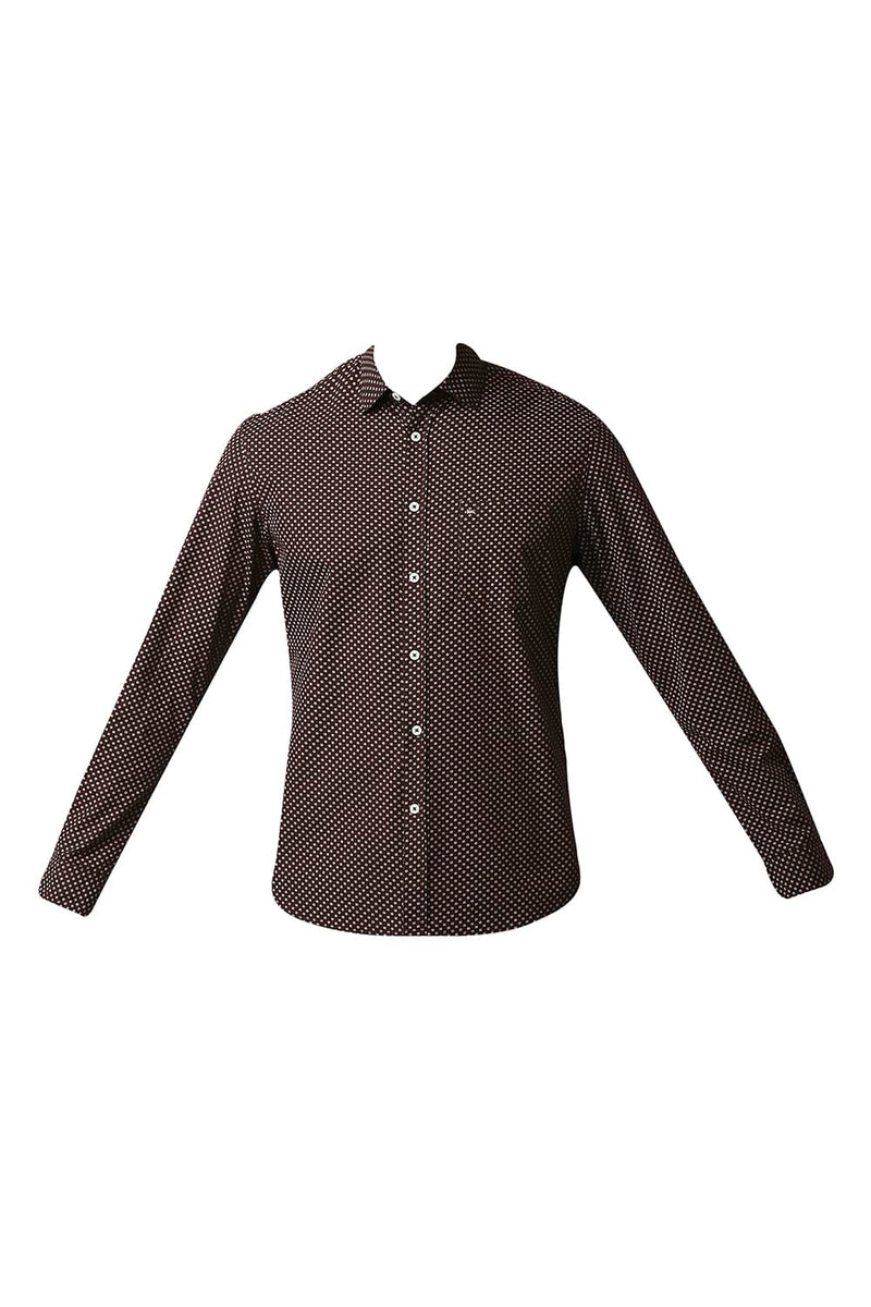 BASICS SLIM FIT POPLIN PRINTED SHIRT