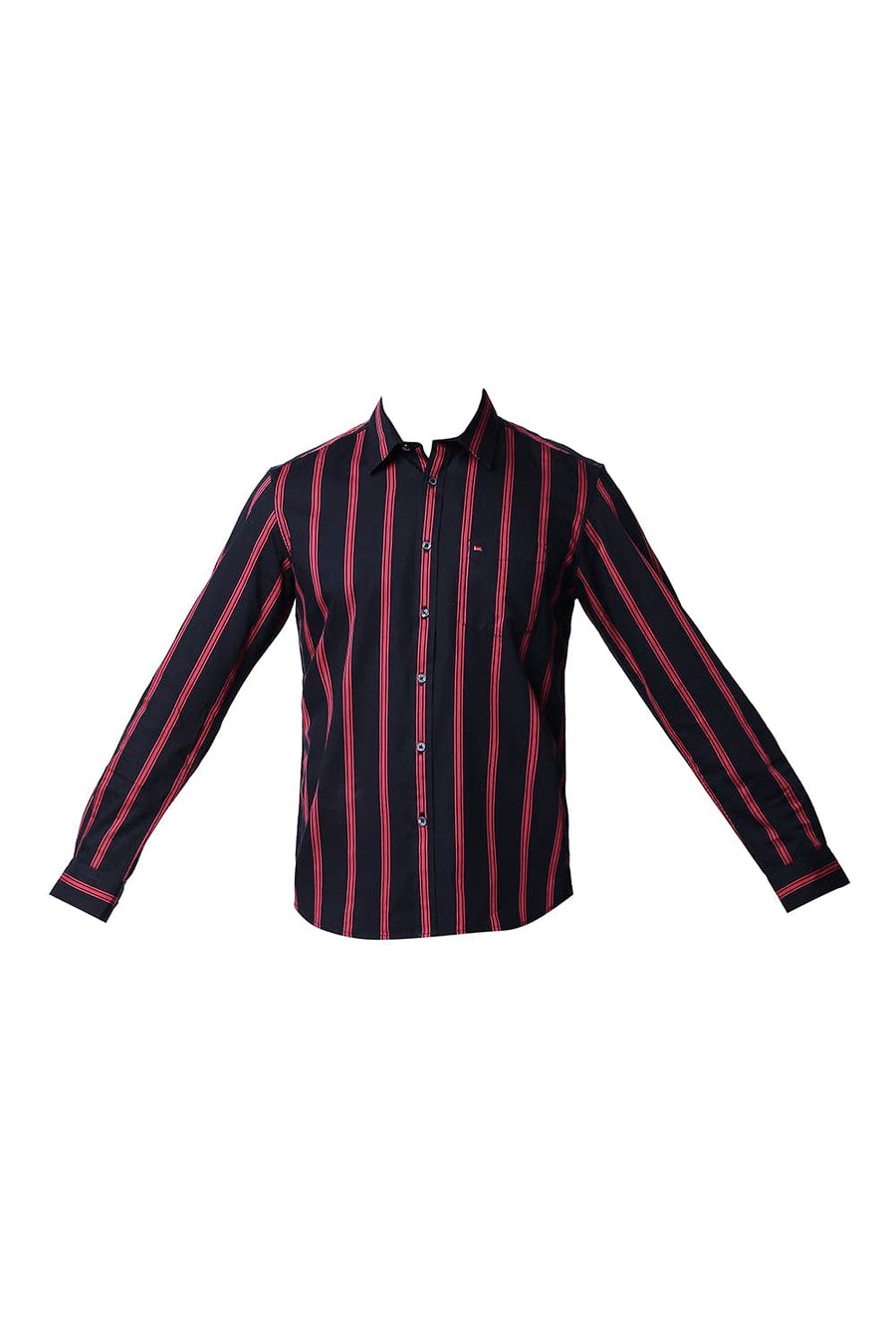 BASICS SLIM FIT NIGHT SKY NAVY TWILL STRIPE SHIRT