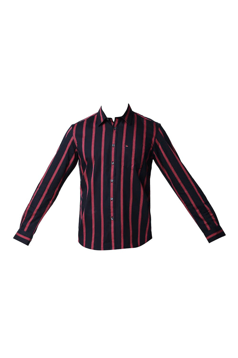 BASICS SLIM FIT TWILL STRIPE SHIRT