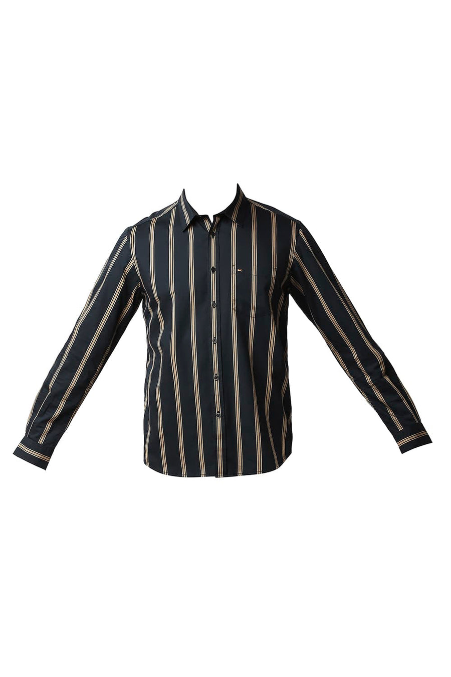 BASICS SLIM FIT JET SET GREEN TWILL STRIPE SHIRT