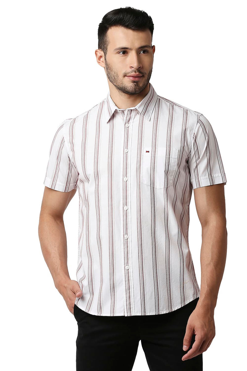 BASICS SLIM FIT COTTON STRIPE SHIRT