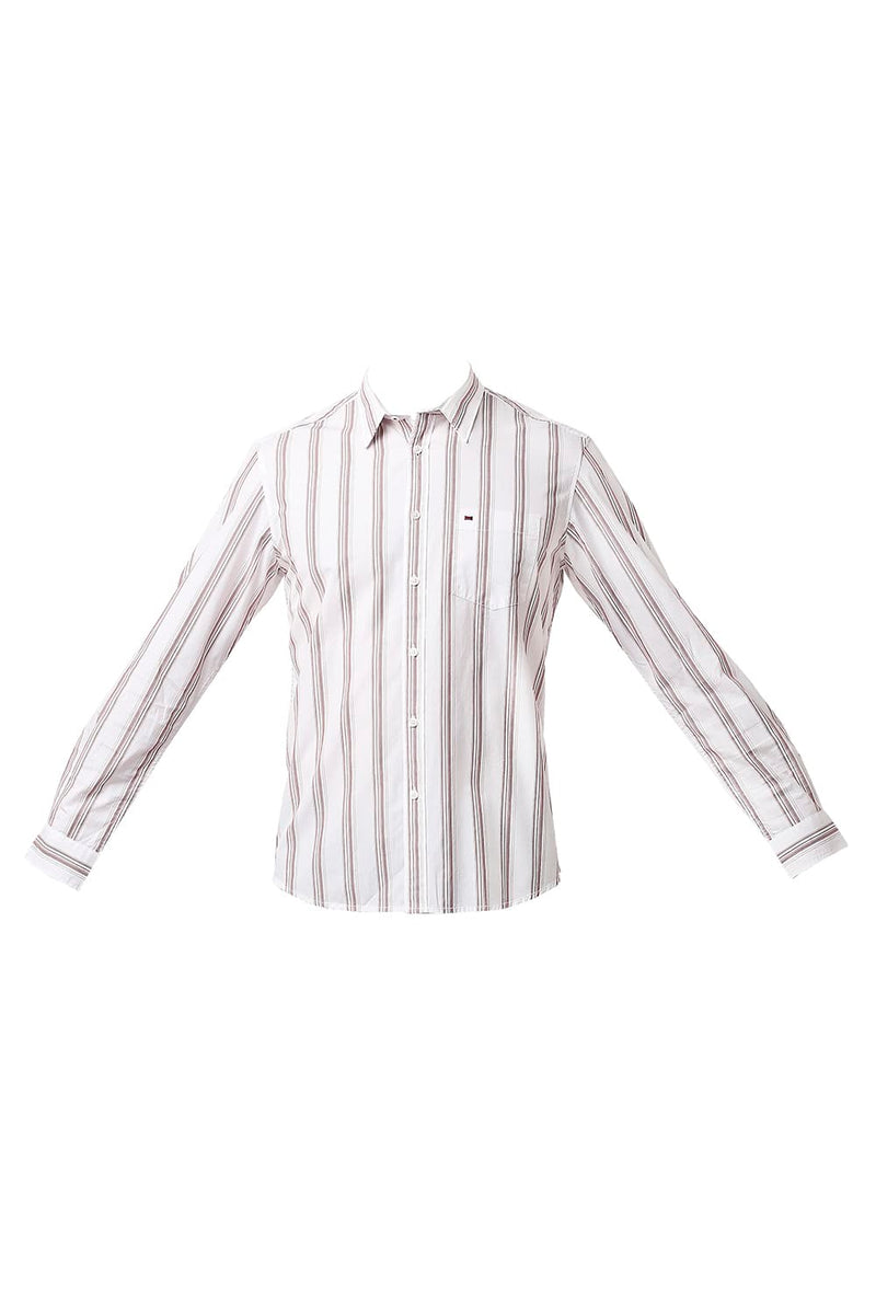 BASICS SLIM FIT COTTON STRIPE SHIRT