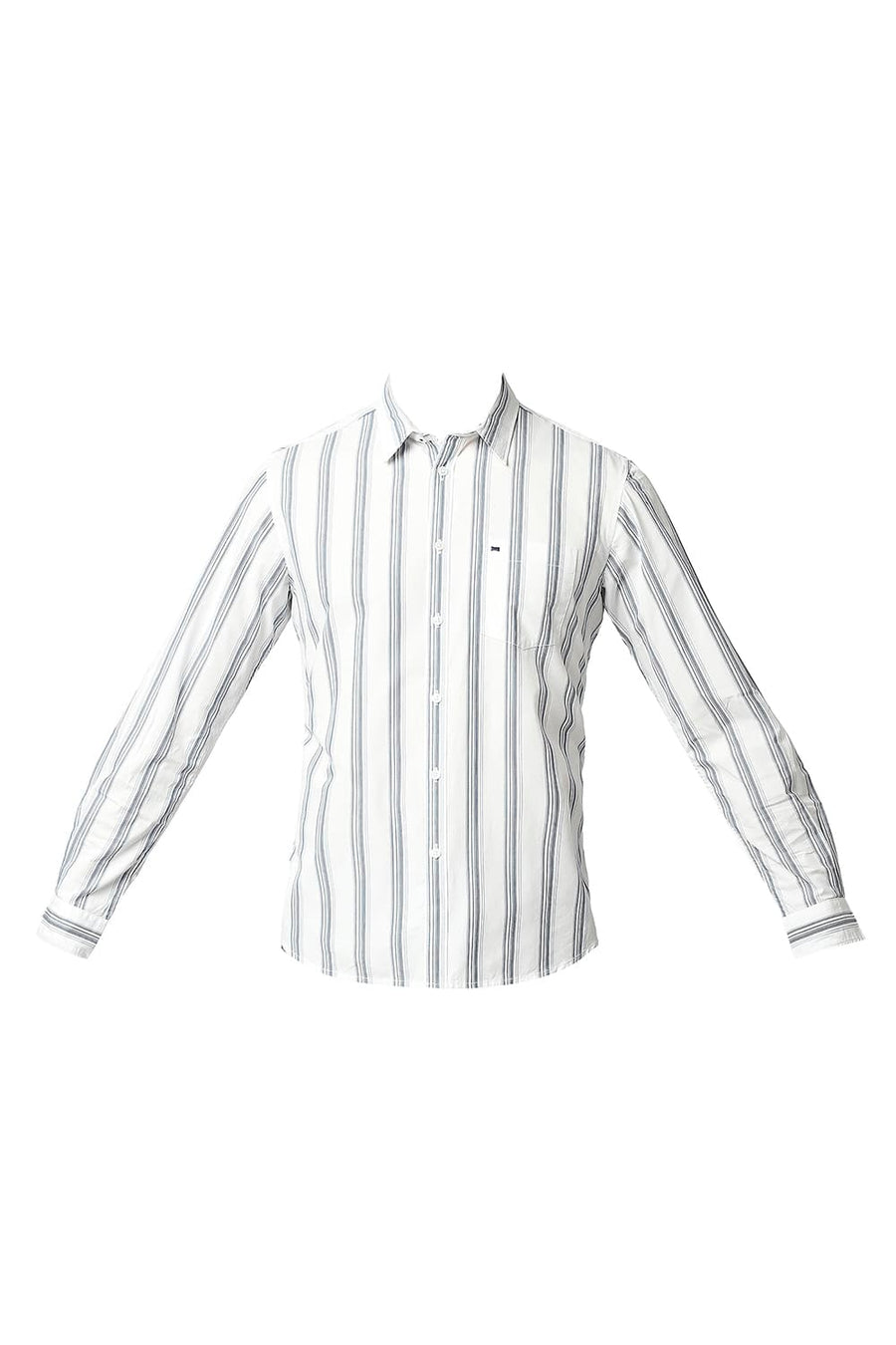 BASICS SLIM FIT MORRACAN BLUE COTTON STRIPE SHIRT