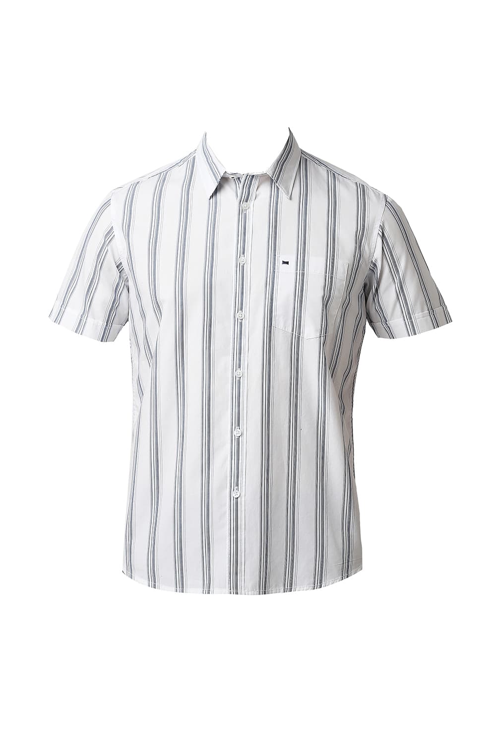 BASICS SLIM FIT COTTON STRIPE HALFSLEEVES SHIRT